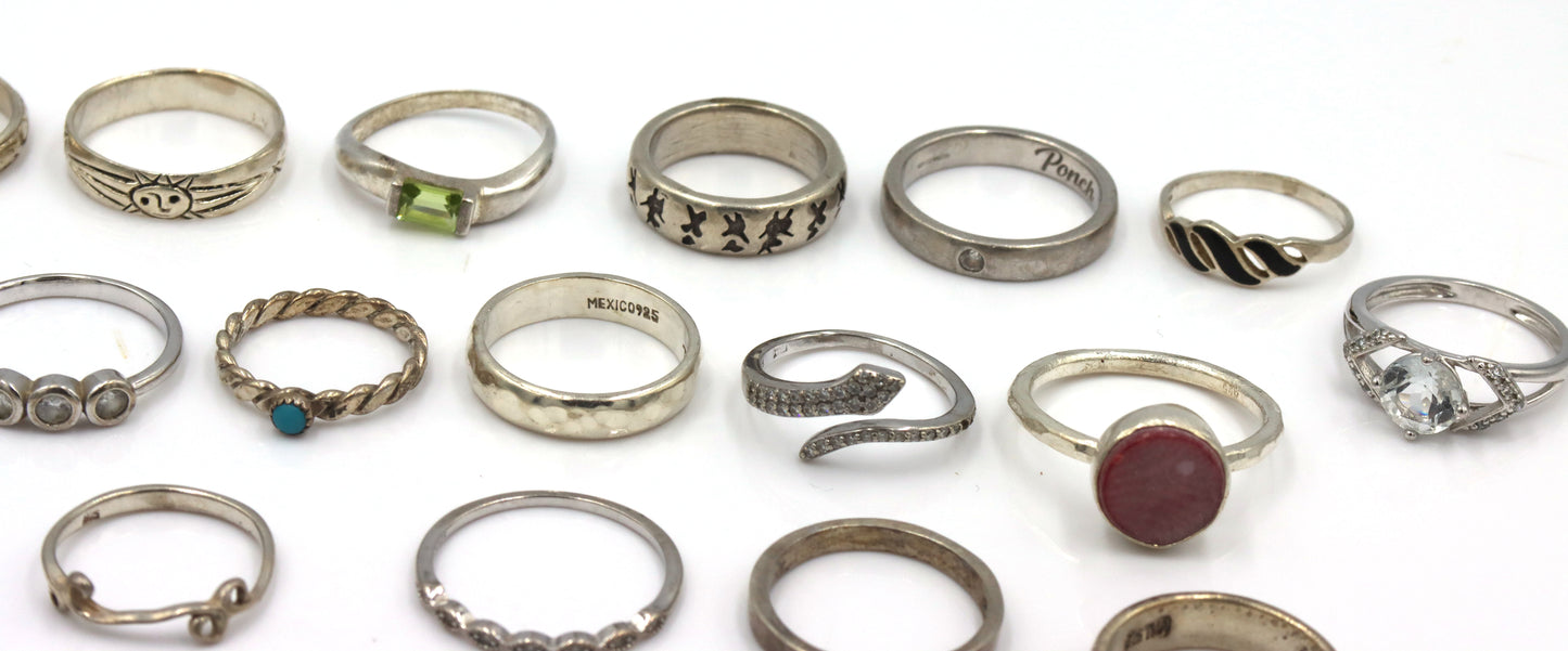 Group lot of Vintage 925 sterling silver rings