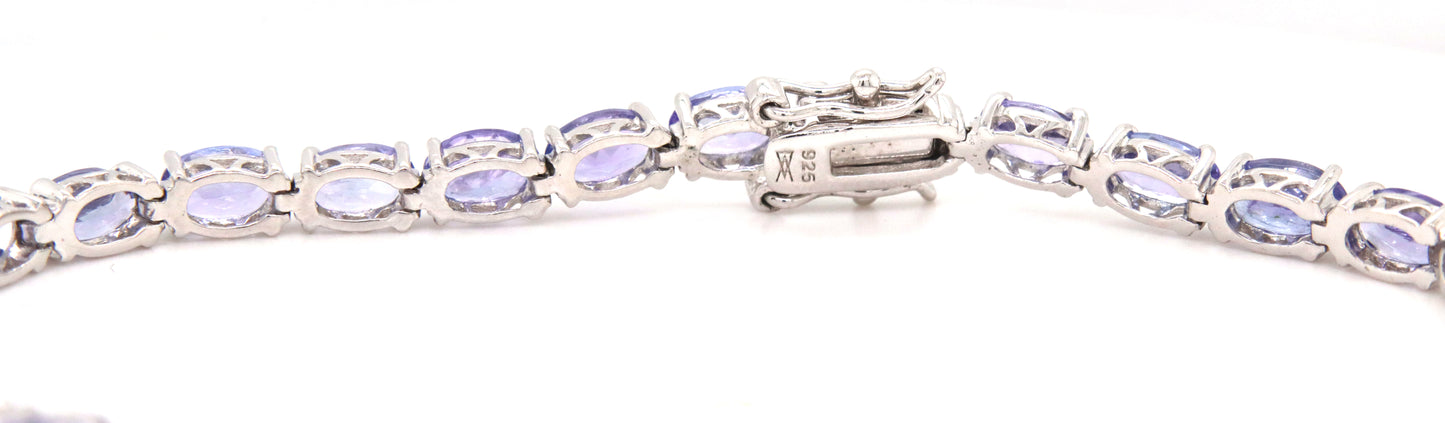 925 sterling silver oval cut tanzanite tennis bracelet