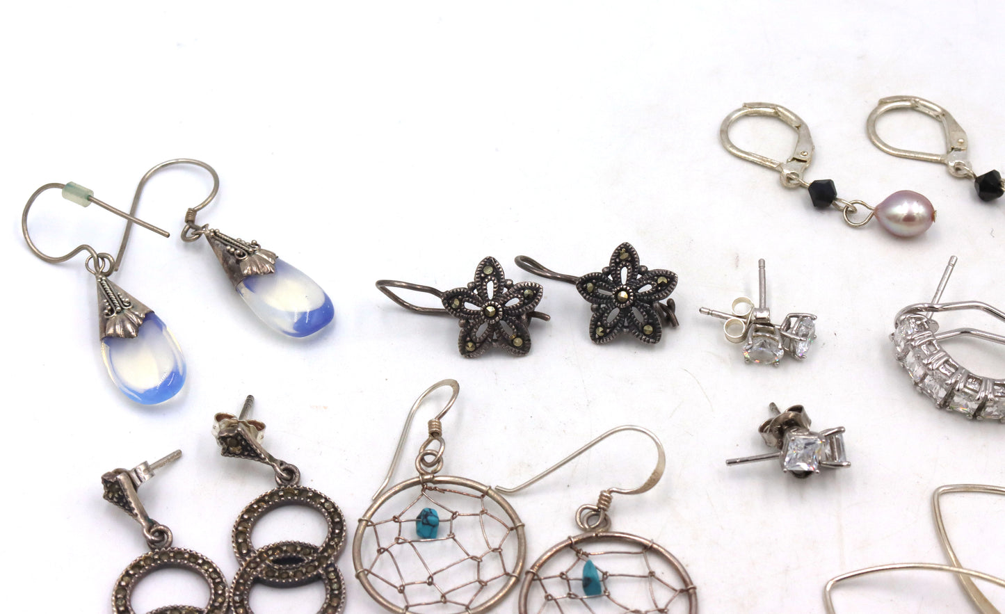 Group lot of vintage 925 sterling silver earrings