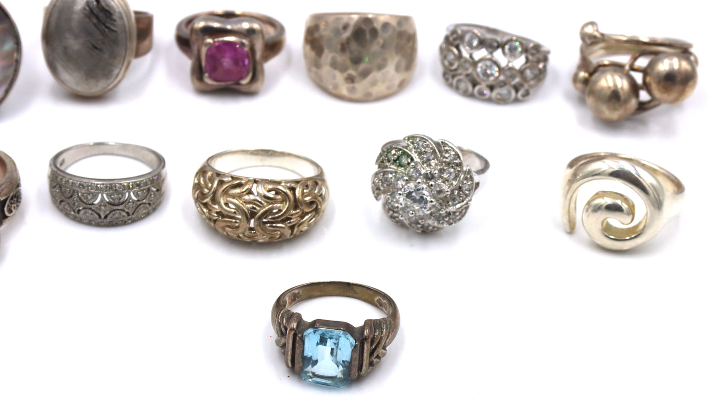 Group lot of Vintage 925 sterling silver 12 rings