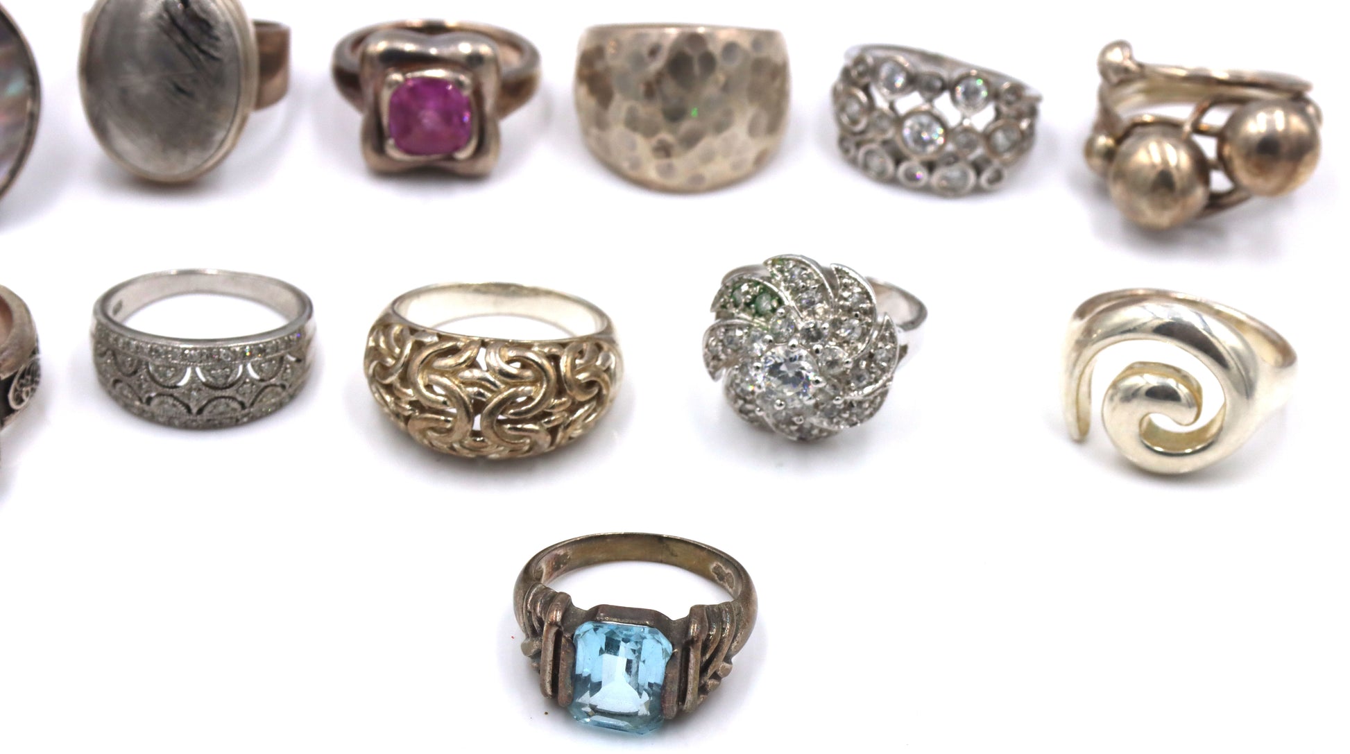 Group lot of Vintage 925 sterling silver 12 rings