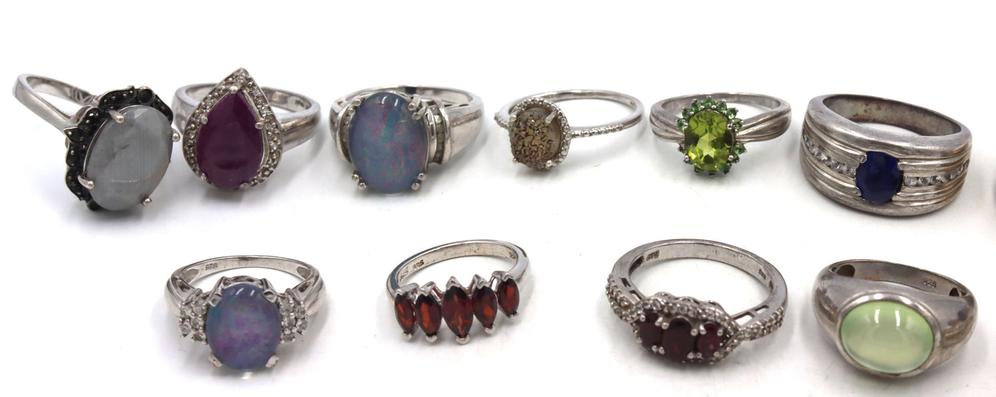 Big group lot of Vintage 925 sterling silver rings