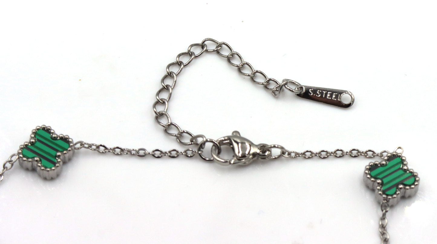 Malachite stainless steel adjustable bracelet