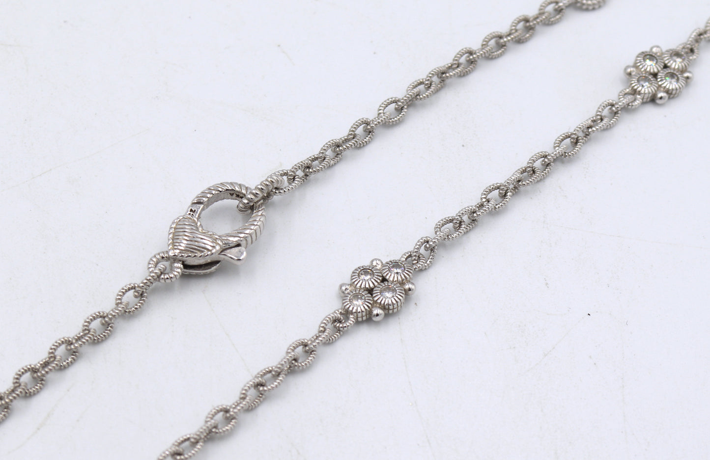 Judith Ripka 925 sterling silver flower style CZ necklace