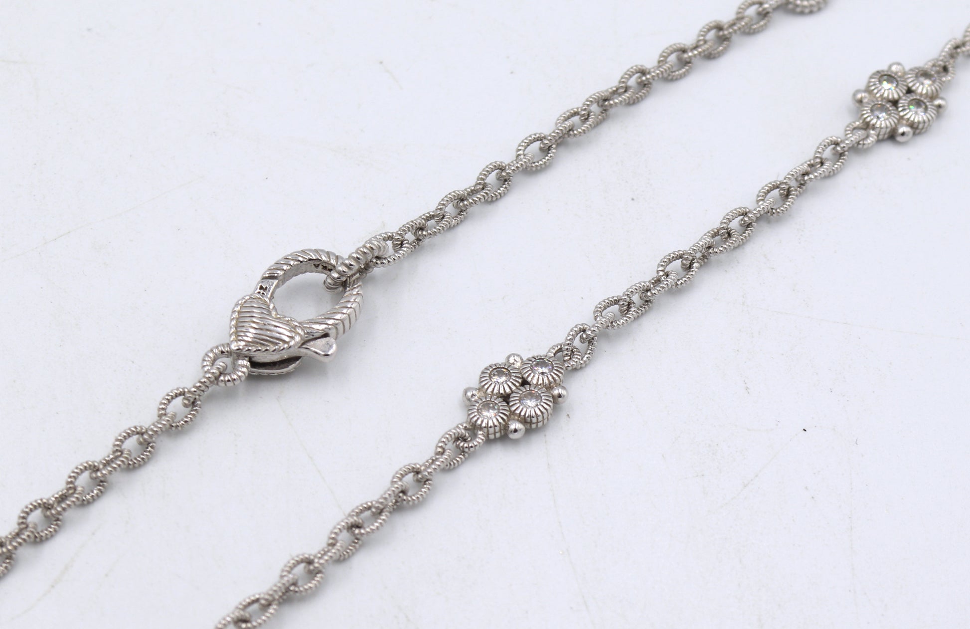 Judith Ripka 925 sterling silver flower style CZ necklace