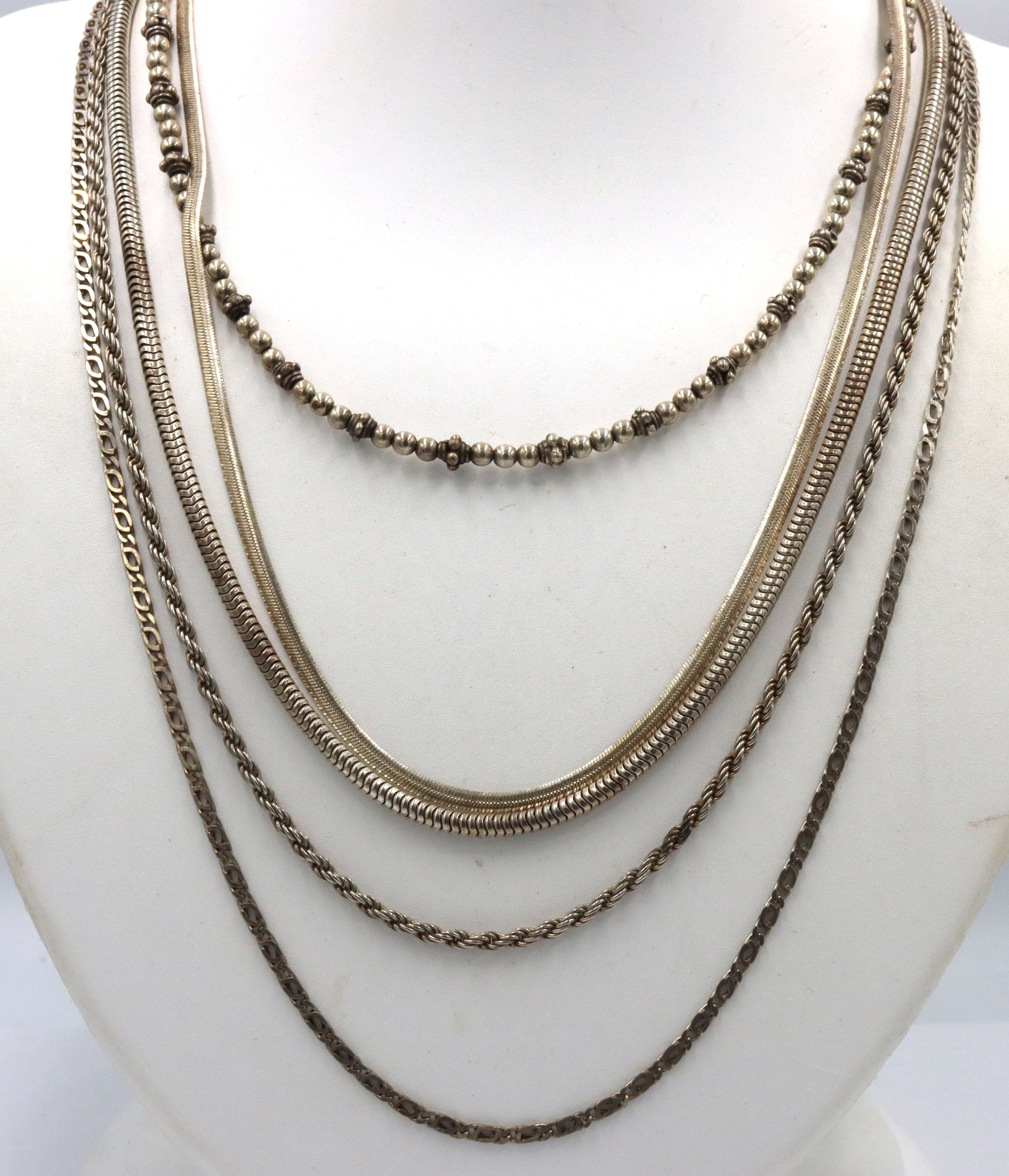Group lot of 5 Vintage 925 sterling silver chains