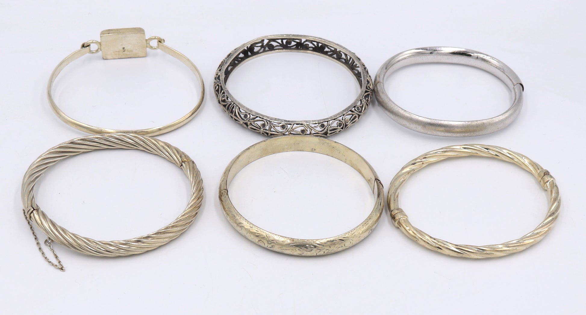 Group lot of vintage 925 sterling silver bangles