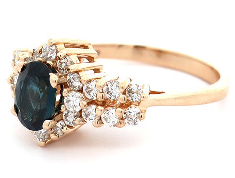 1.10ct Oval Sapphire and 0.45ctw Diamond Frame Ring in 14K