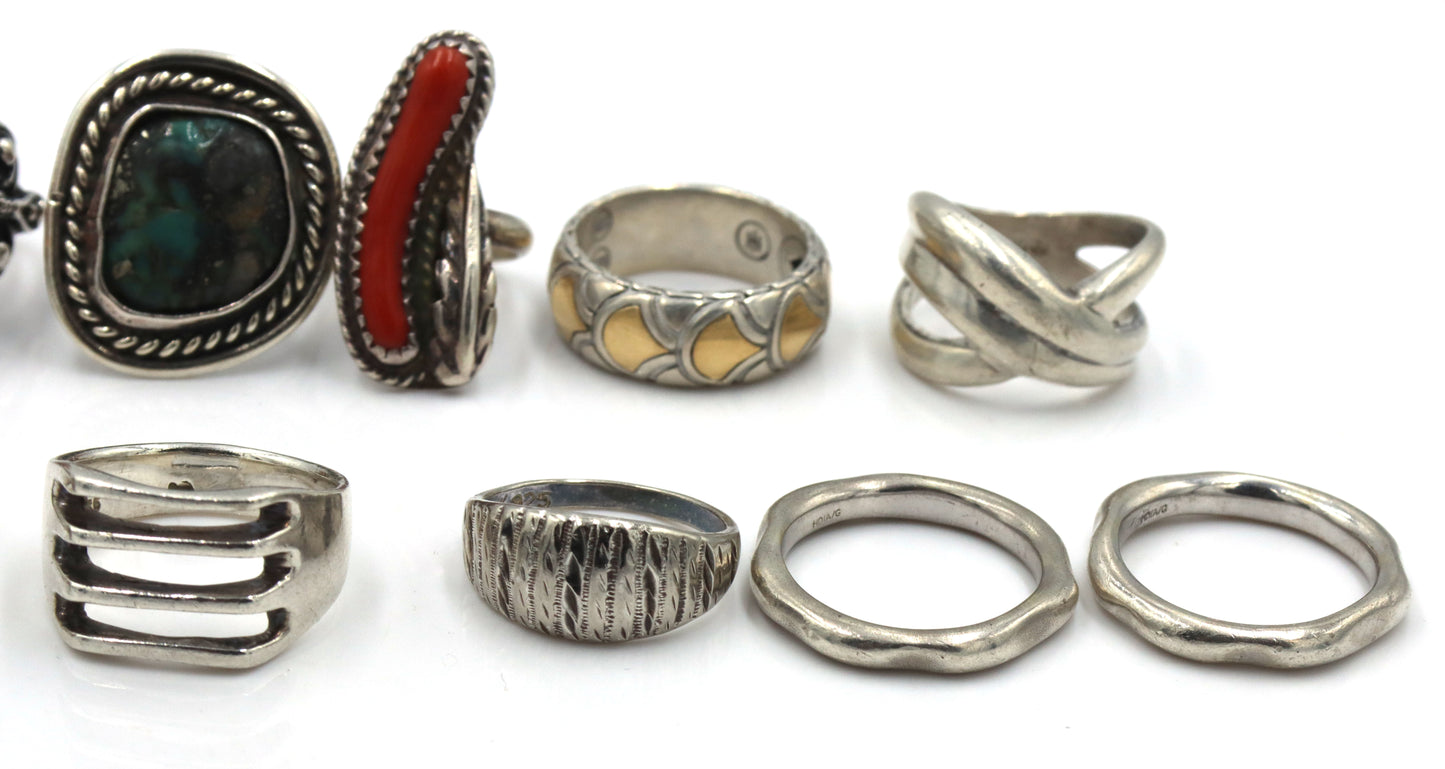 Big group lot of Vintage 925 sterling silver rings