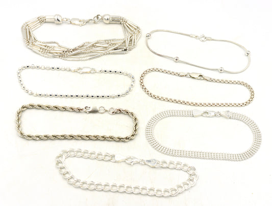 Group lot of 7 Vintage 925 sterling silver bracelets