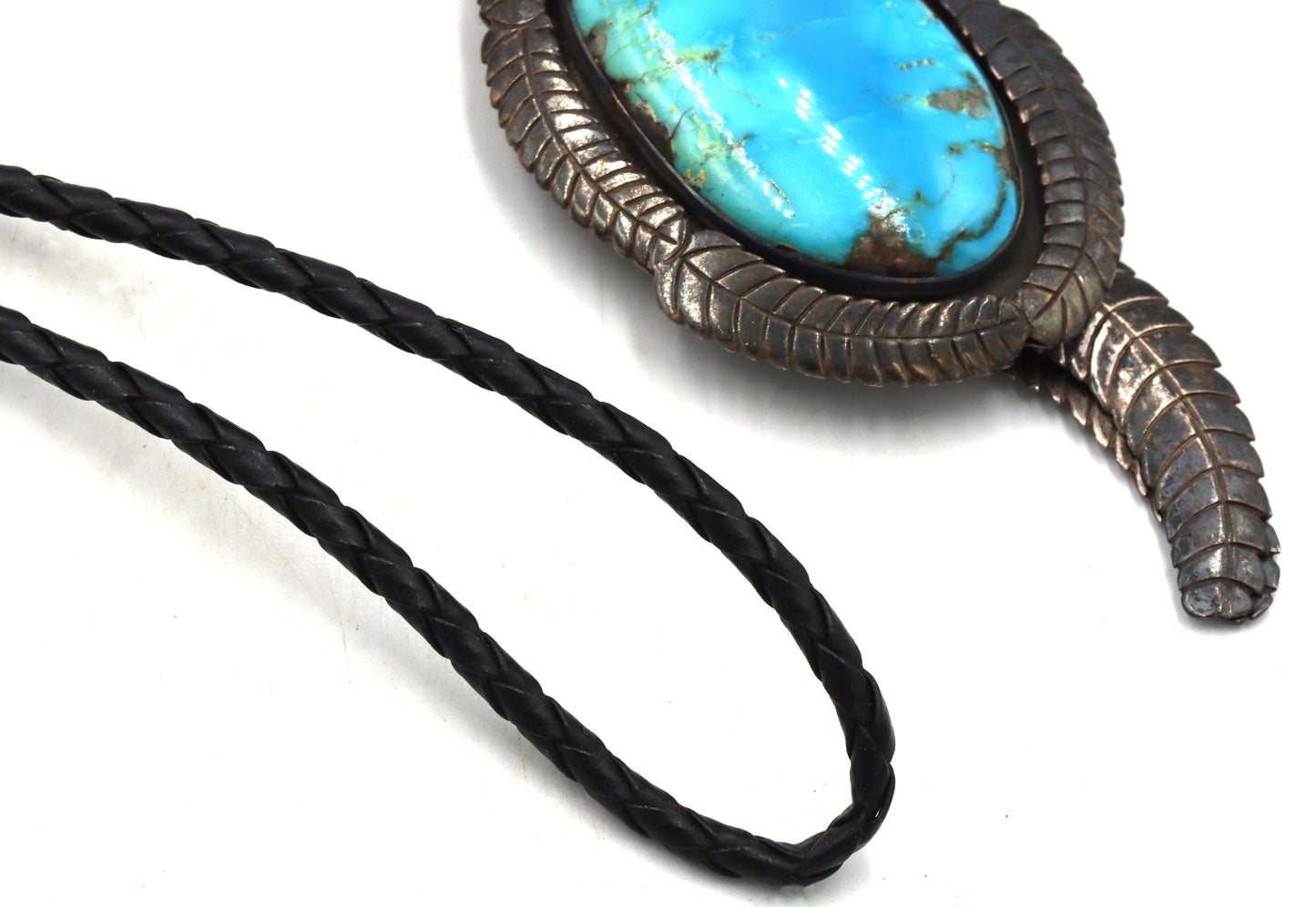 Vintage 925 sterling silver Bennett Pat. Pend signed turquoise Bolo tie