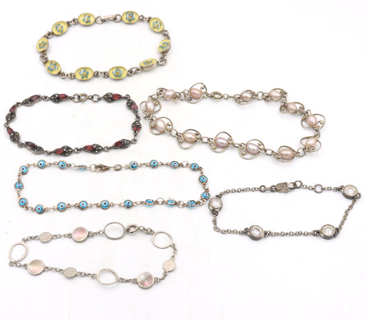 Group lot of 6 Vintage 925 sterling silver bracelets
