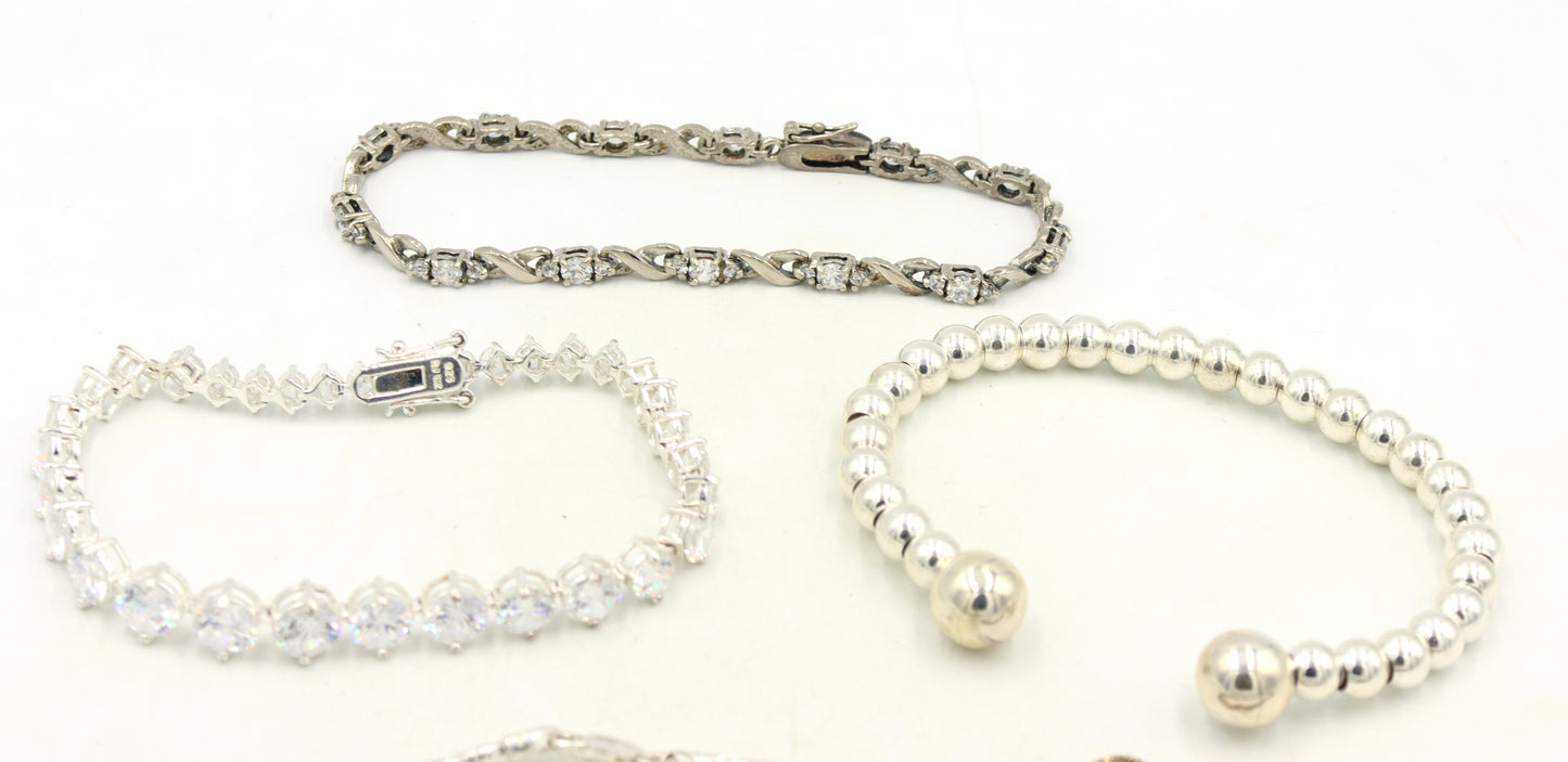 Group lot of 5 vintage 925 sterling silver bracelets
