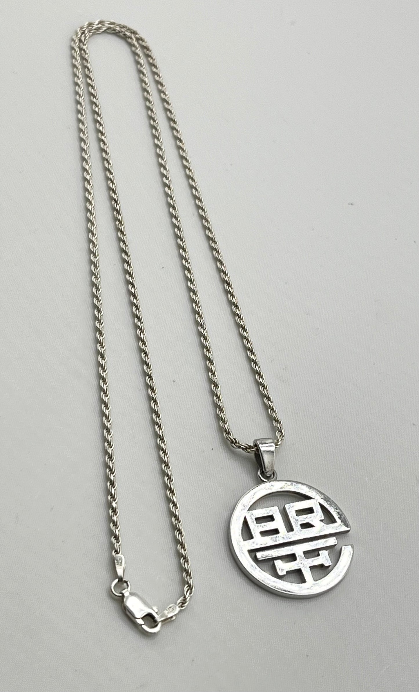 925 Sterling Silver Custom Monogram Pendant With Long Italoian Rope Chain