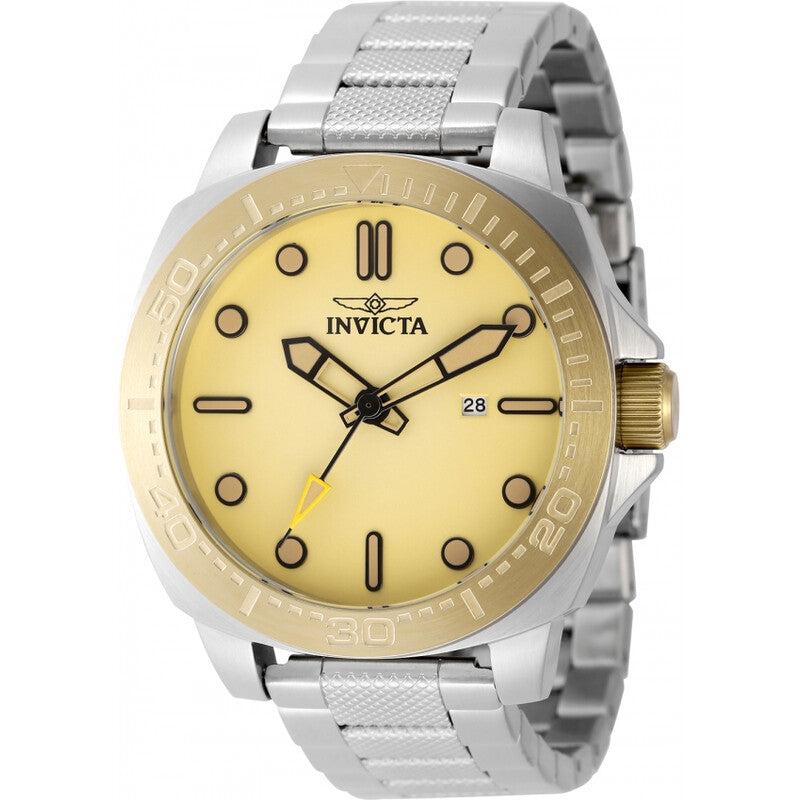 Invicta Speedway Mens Quartz Yellow Dial Silver Tone Gold Tone Stainless Steel Watch