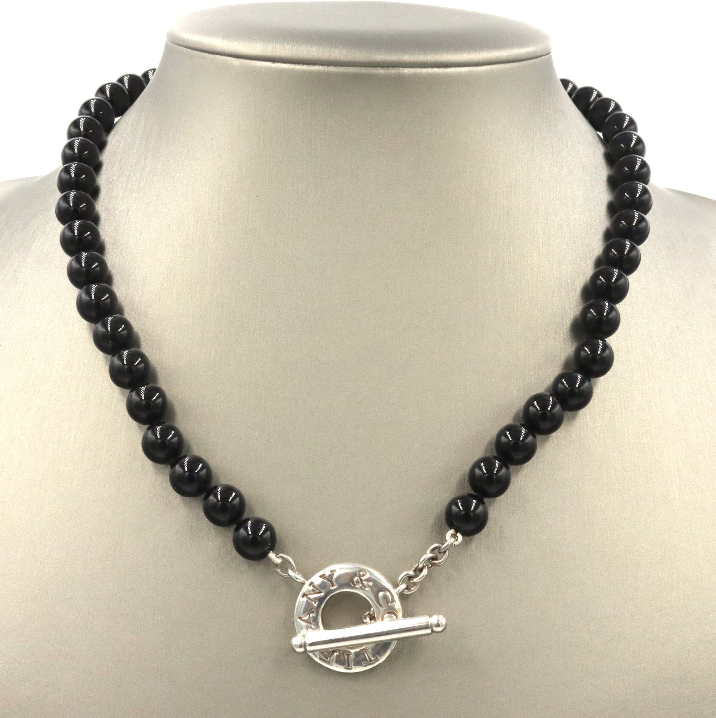 Tiffany & Co black onyx beads toggle necklace