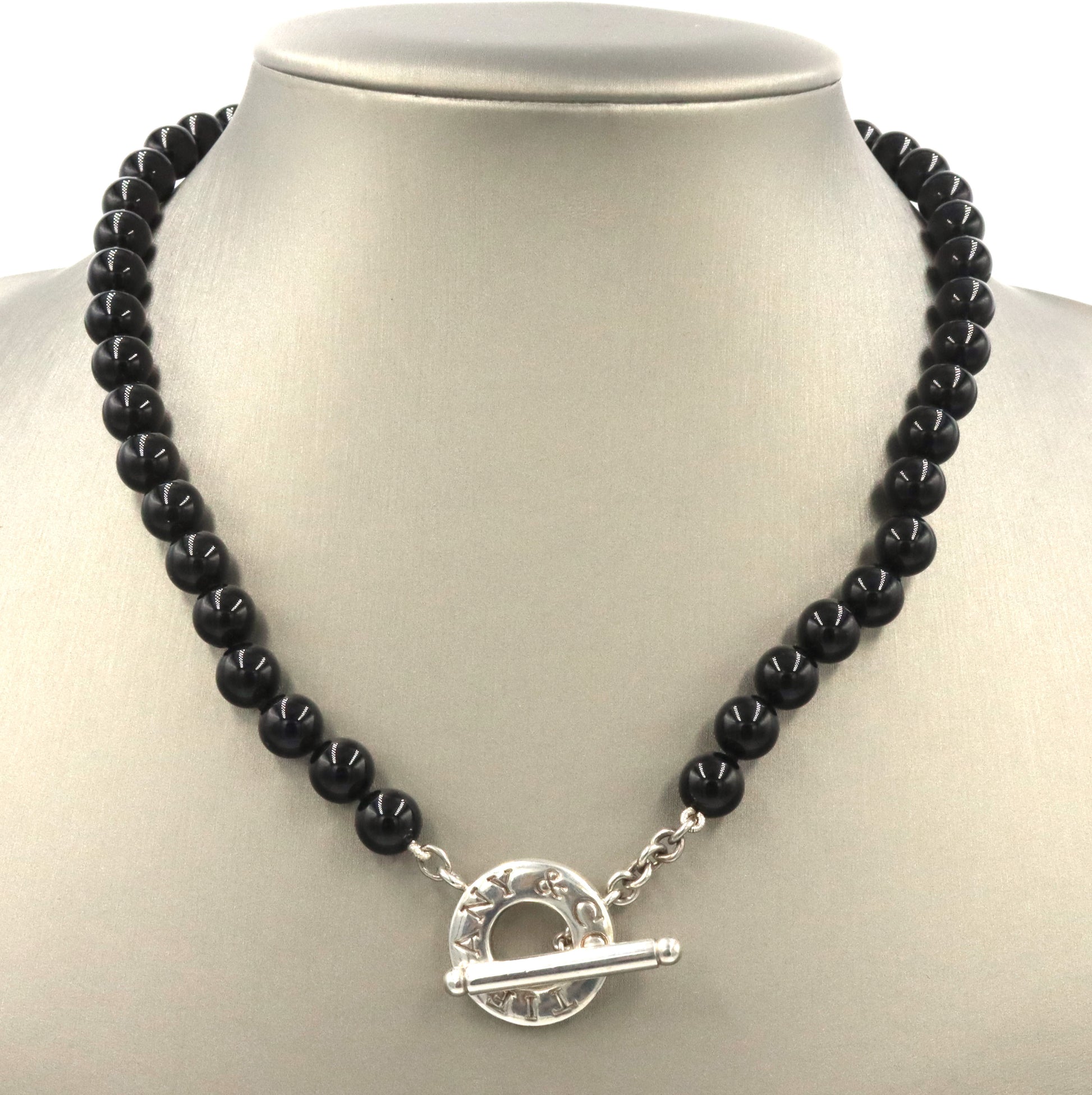 Tiffany & Co black onyx beads toggle necklace