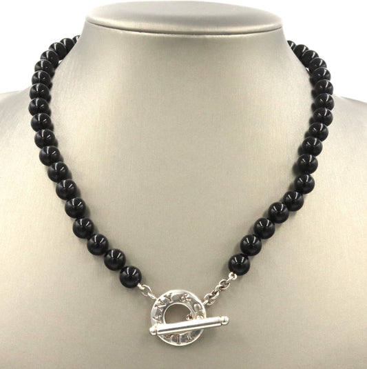 Tiffany & Co black onyx beads toggle necklace