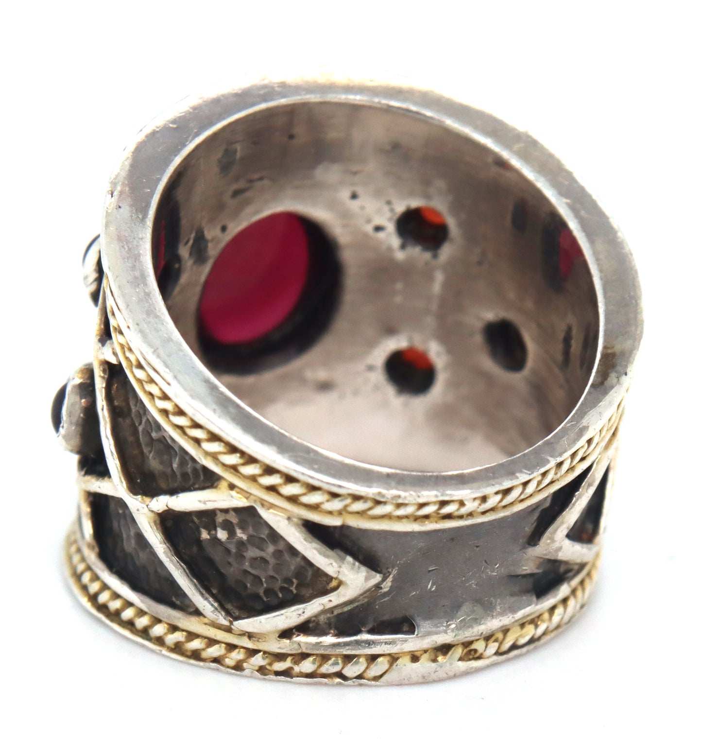 925 Sterling silver garnet wide band