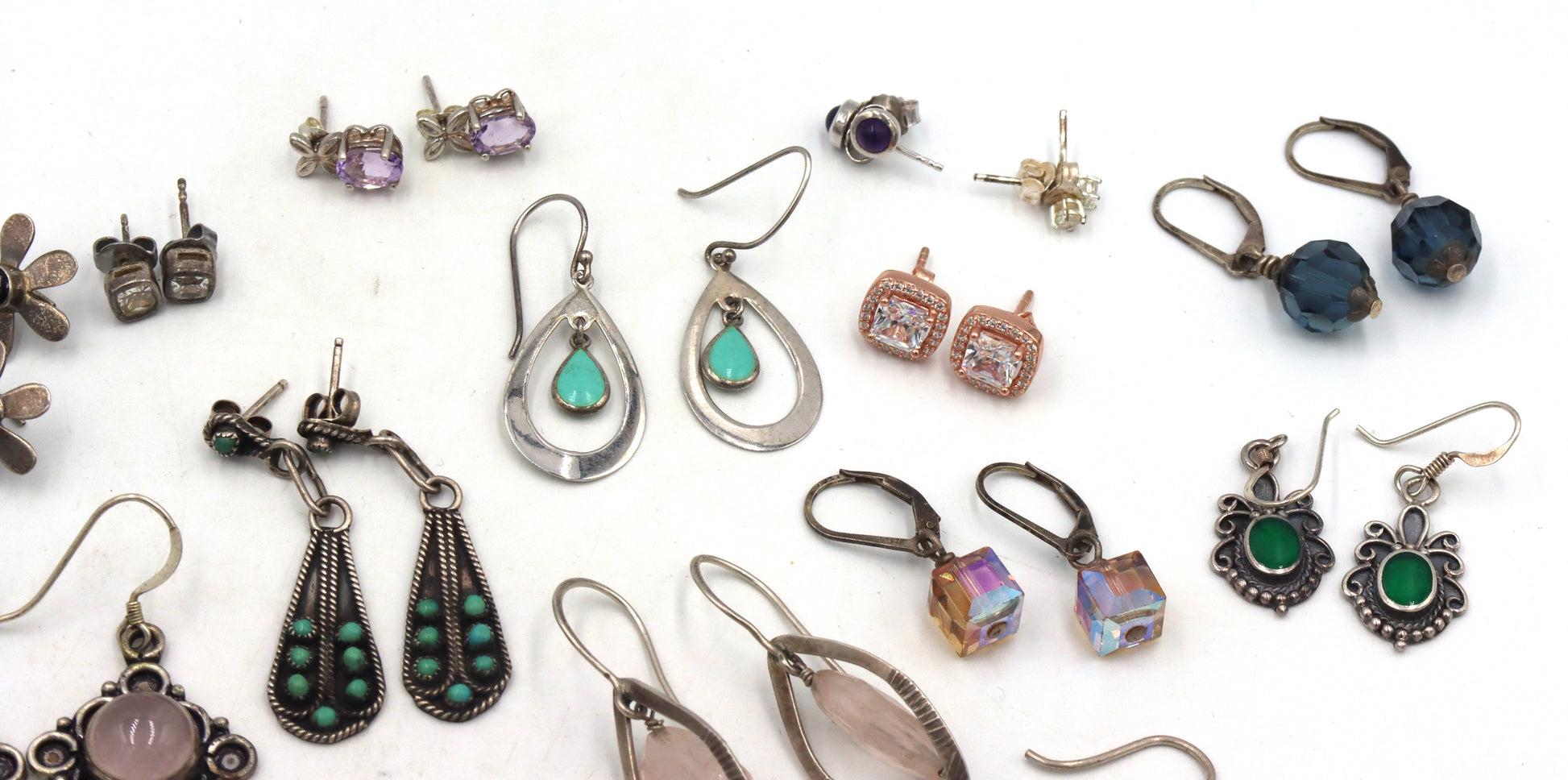 Group lot of vintage 925 sterling silver earrings