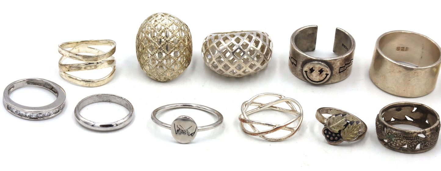 Group lot of Vintage 925 sterling silver rings
