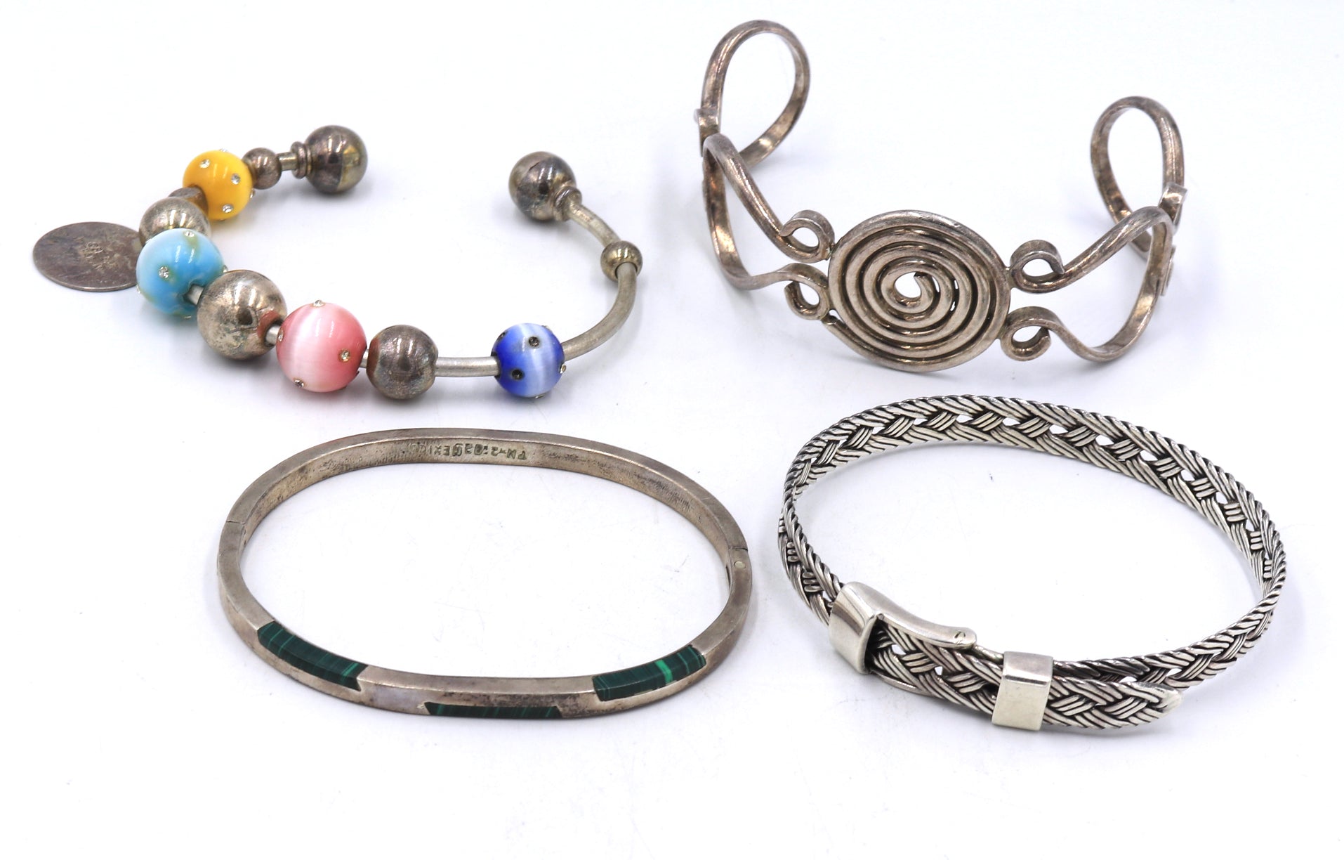 Group lot of Vintage 925 sterling silver Bangles