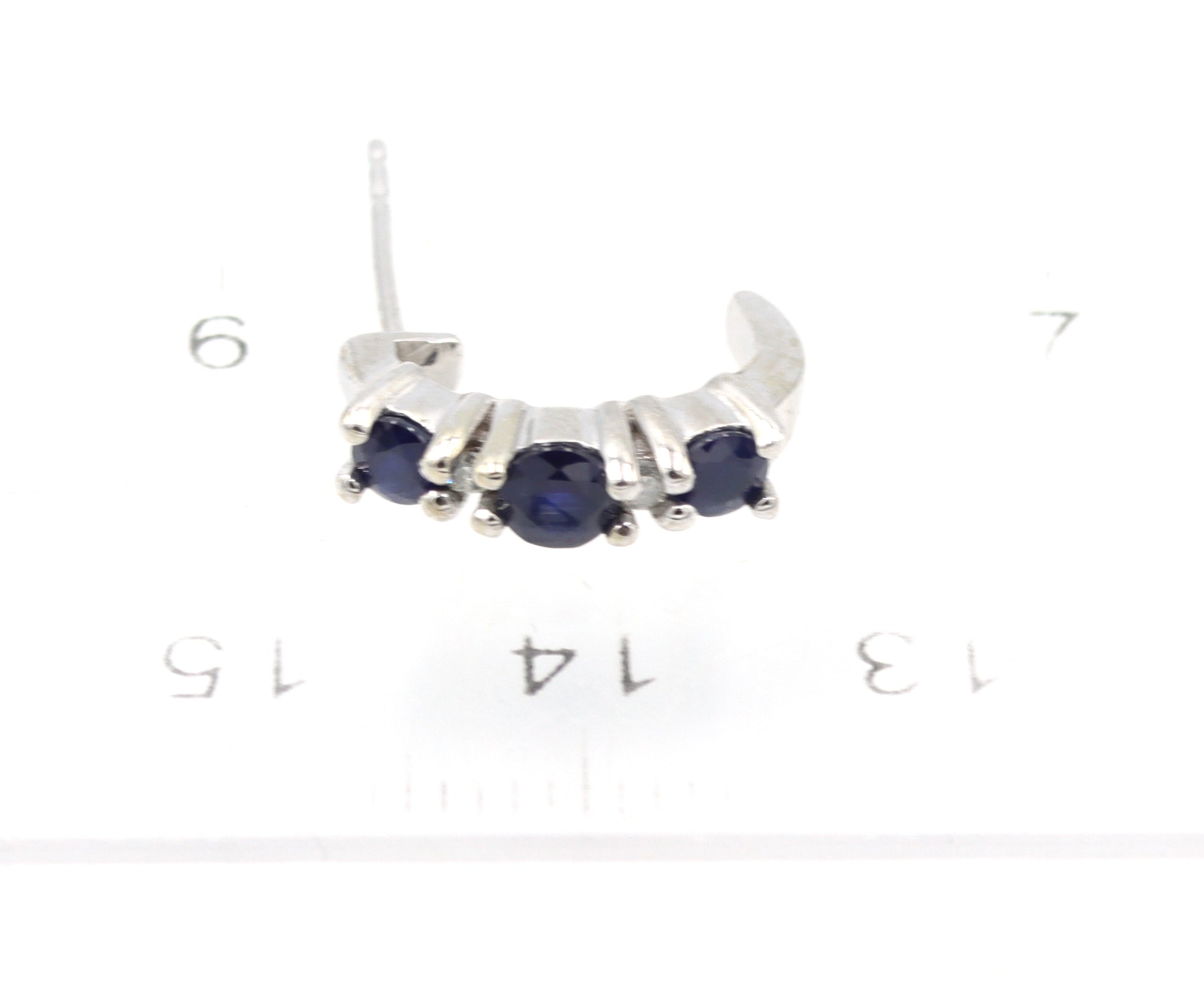 14kt White gold sapphire and diamond J hoops