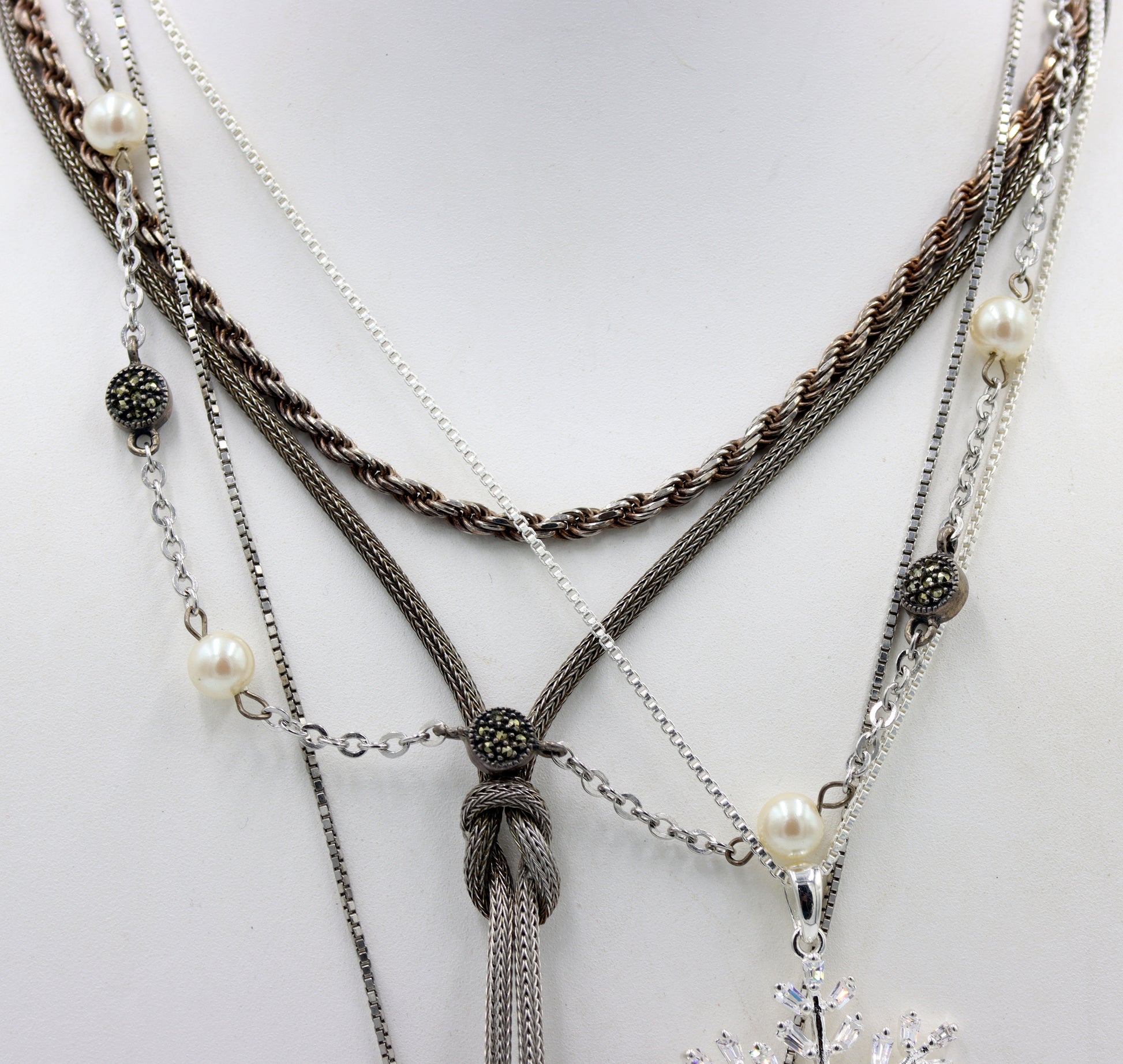 Group lot of 5 Vintage 925 sterling silver necklaces