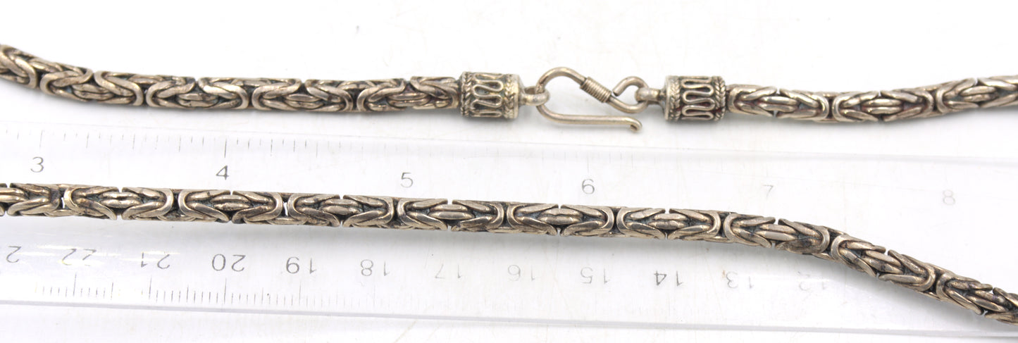Vintage 925 sterling silver byzantine chain necklace