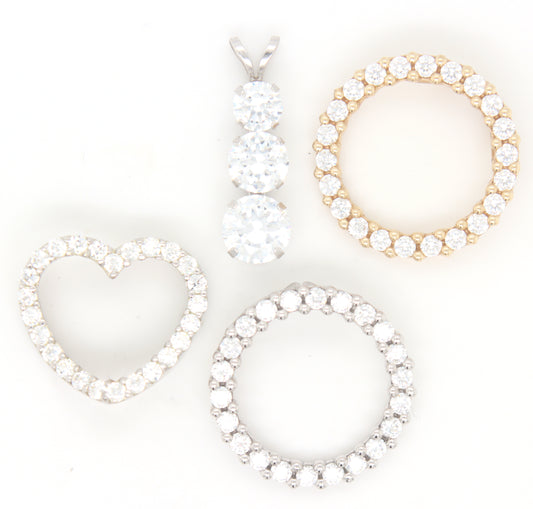 Group lot of 4 cubic zirconia pendants in 14kt
