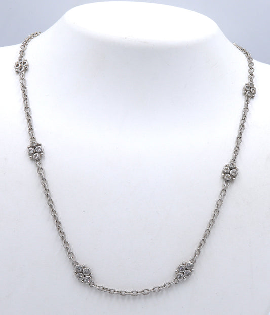 Judith Ripka 925 sterling silver flower style CZ necklace