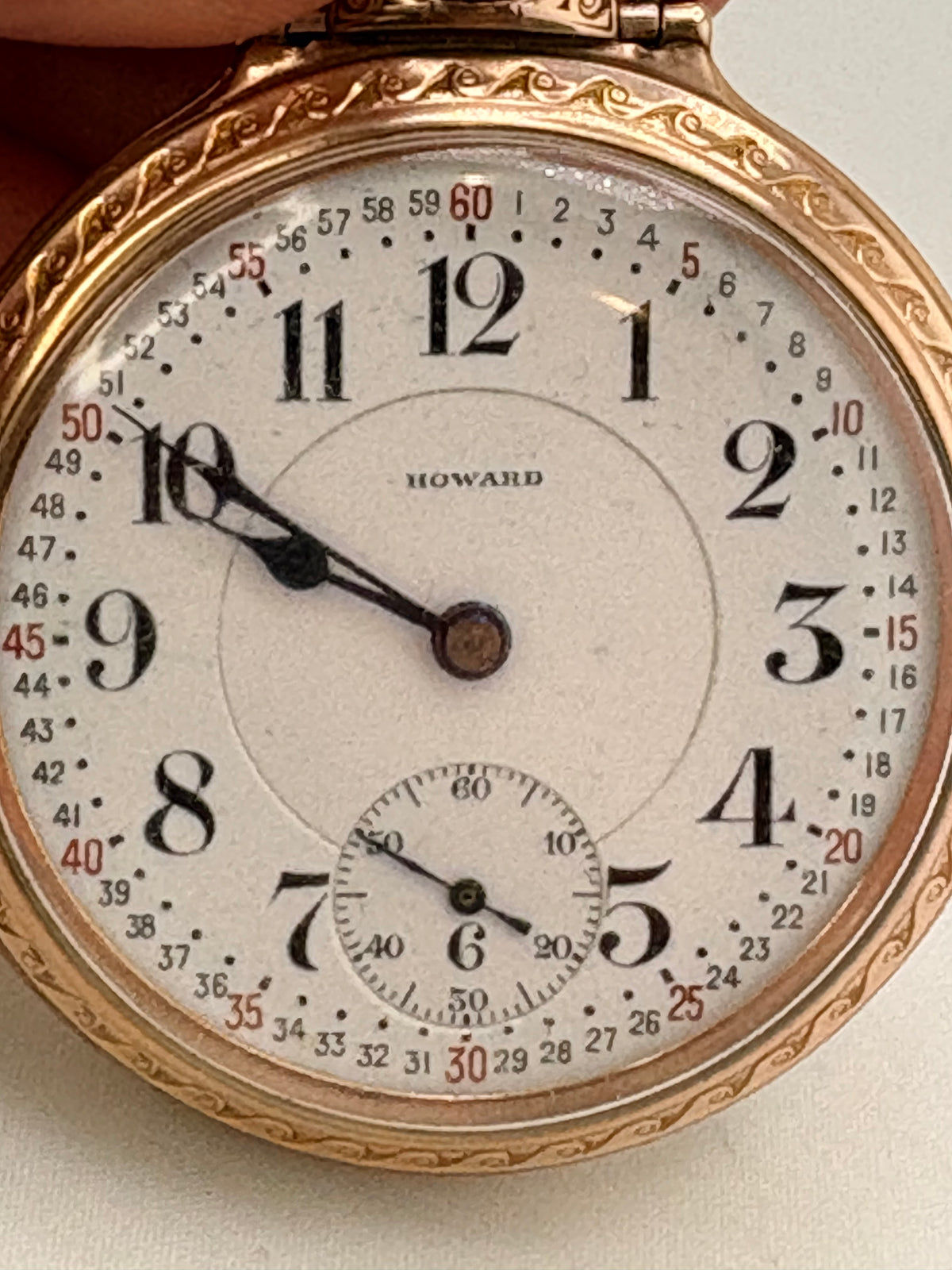 10KT Yellow Gold Filled Antique E.Howard&Co Series 10 Opan Face Railroad Pocket Watch From 20Th Cent