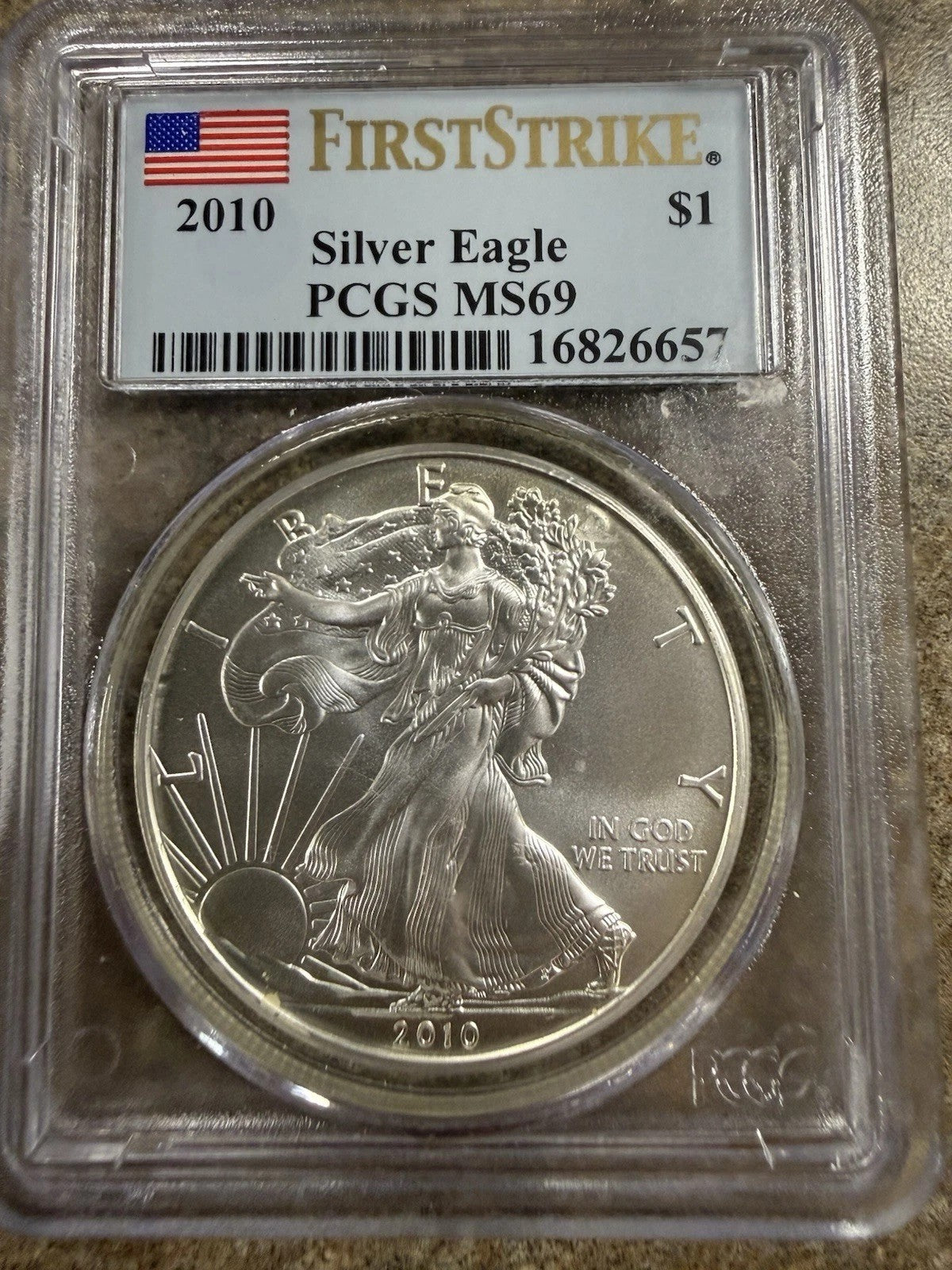 2010 American Silver Eagle $1 PCGS MS69 First Strike .999 Fine Silver
