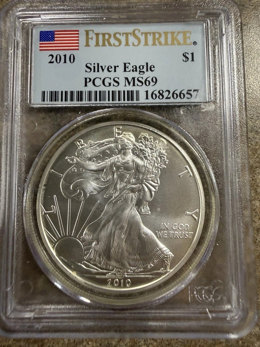 2010 American Silver Eagle $1 PCGS MS69 First Strike .999 Fine Silver