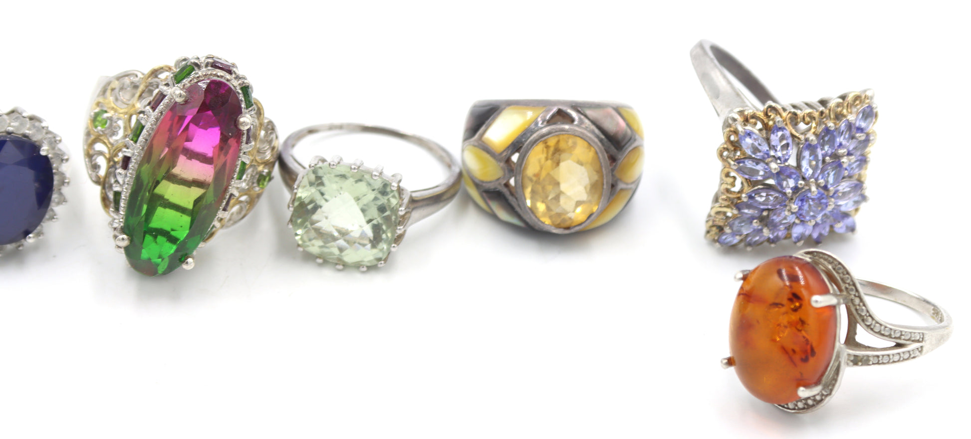 Group lot of 9 Vintage 925 sterling silver rings