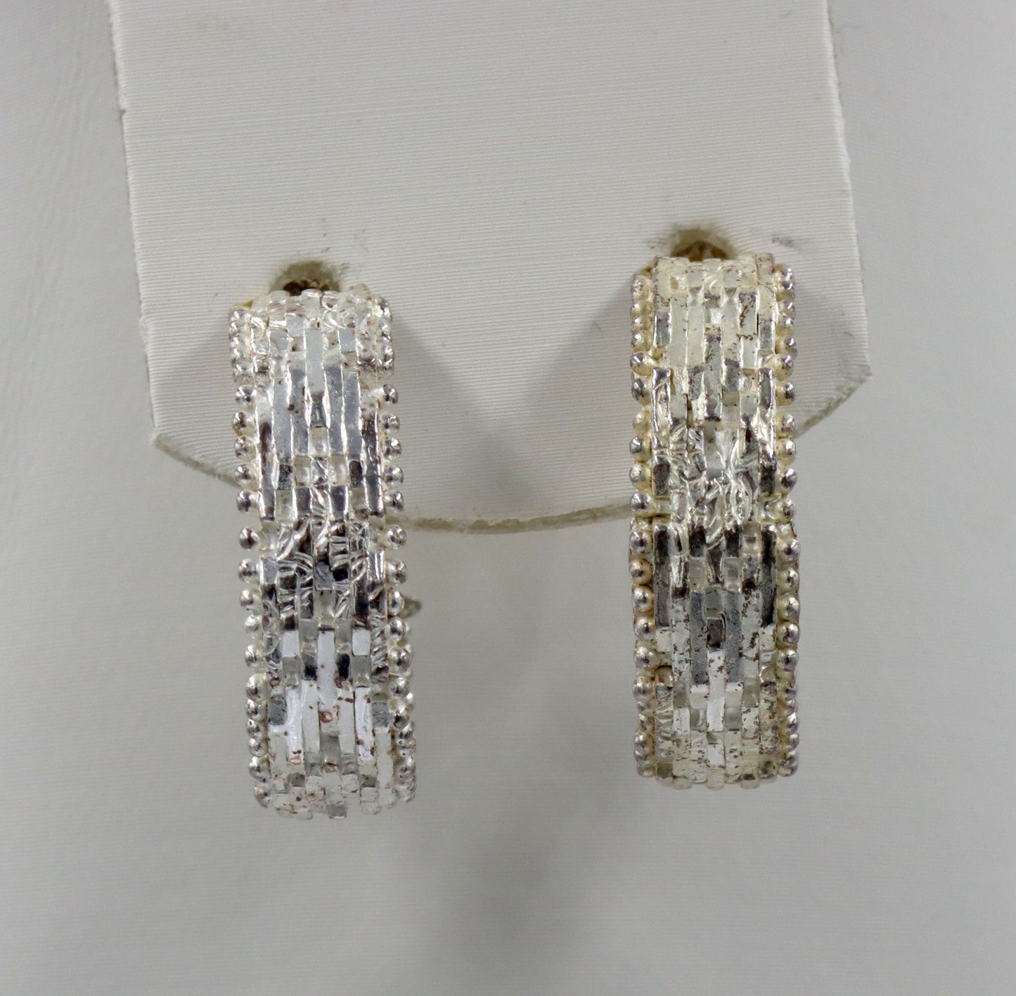 Set of 925 sterling silver textured basketweave chevron V shaped necklace and earrings