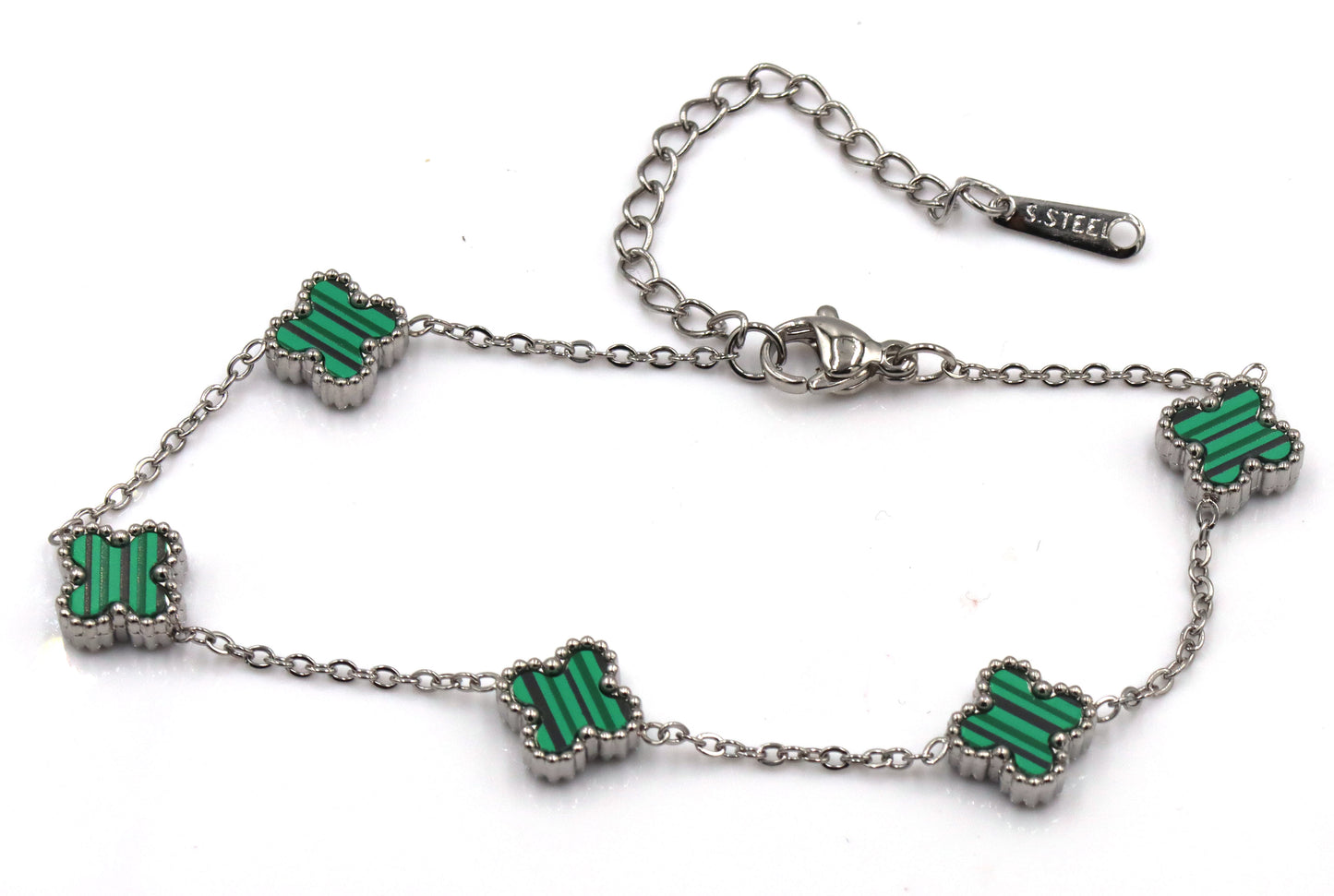 Malachite stainless steel adjustable bracelet