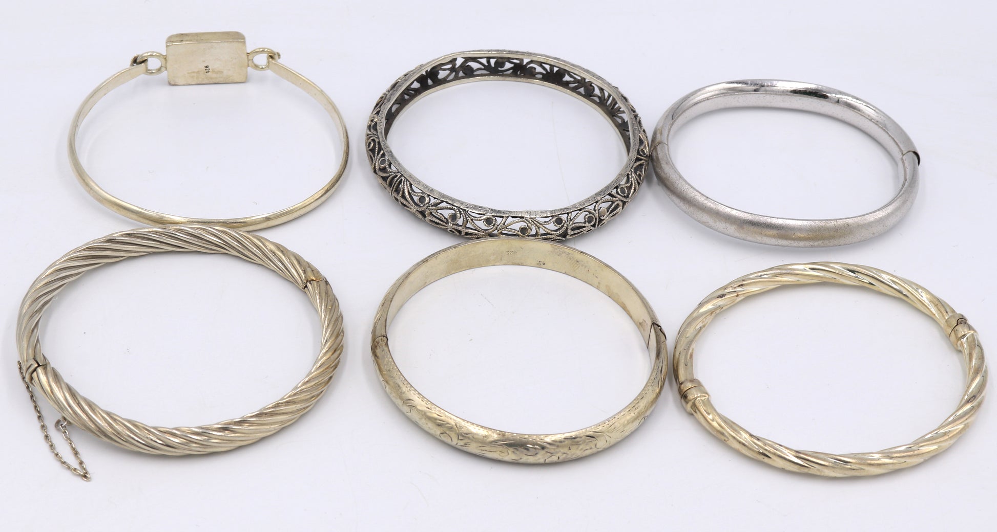 Group lot of vintage 925 sterling silver bangles