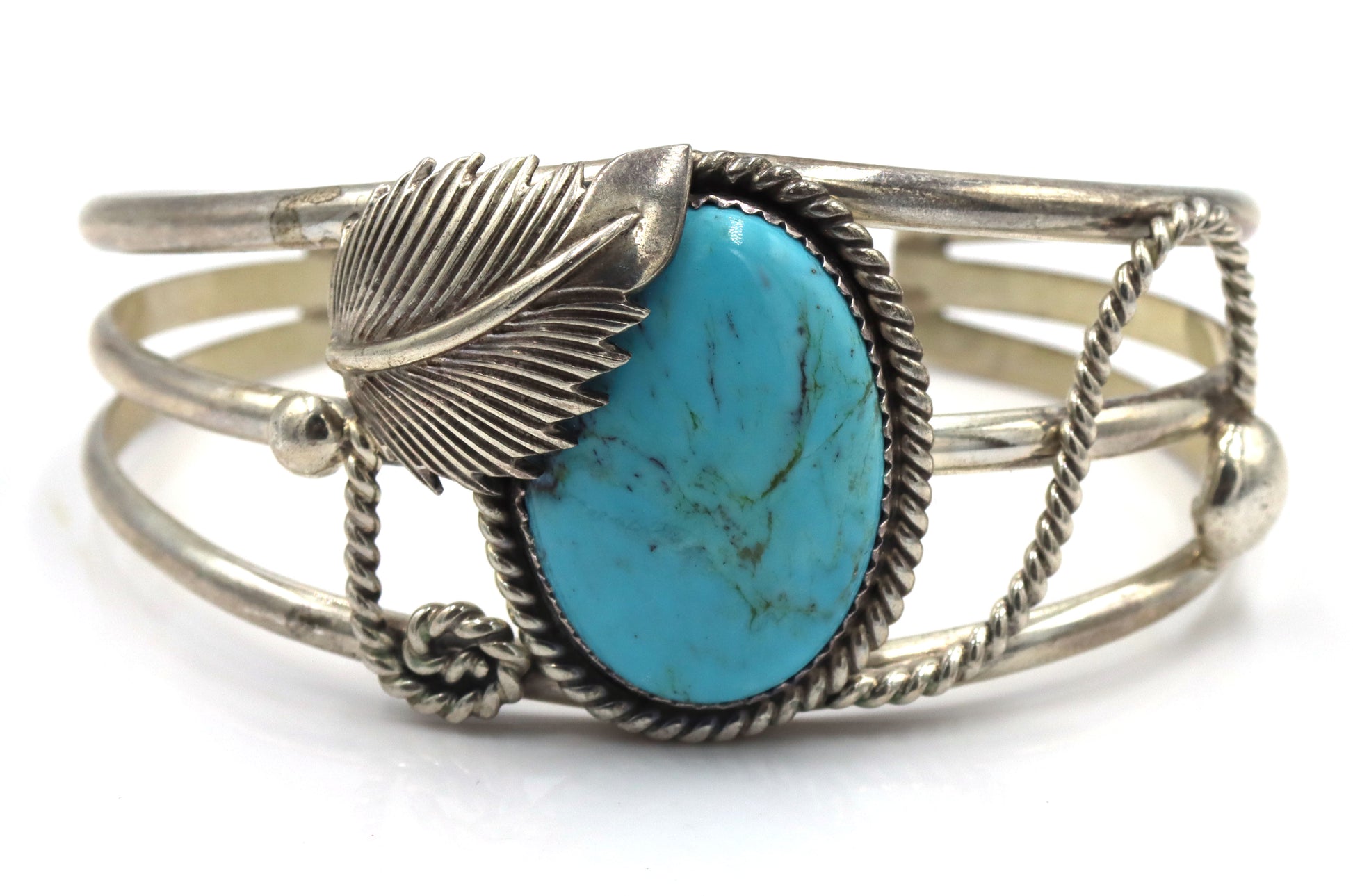 925 Sterling silver signed turquoise cuff bangle