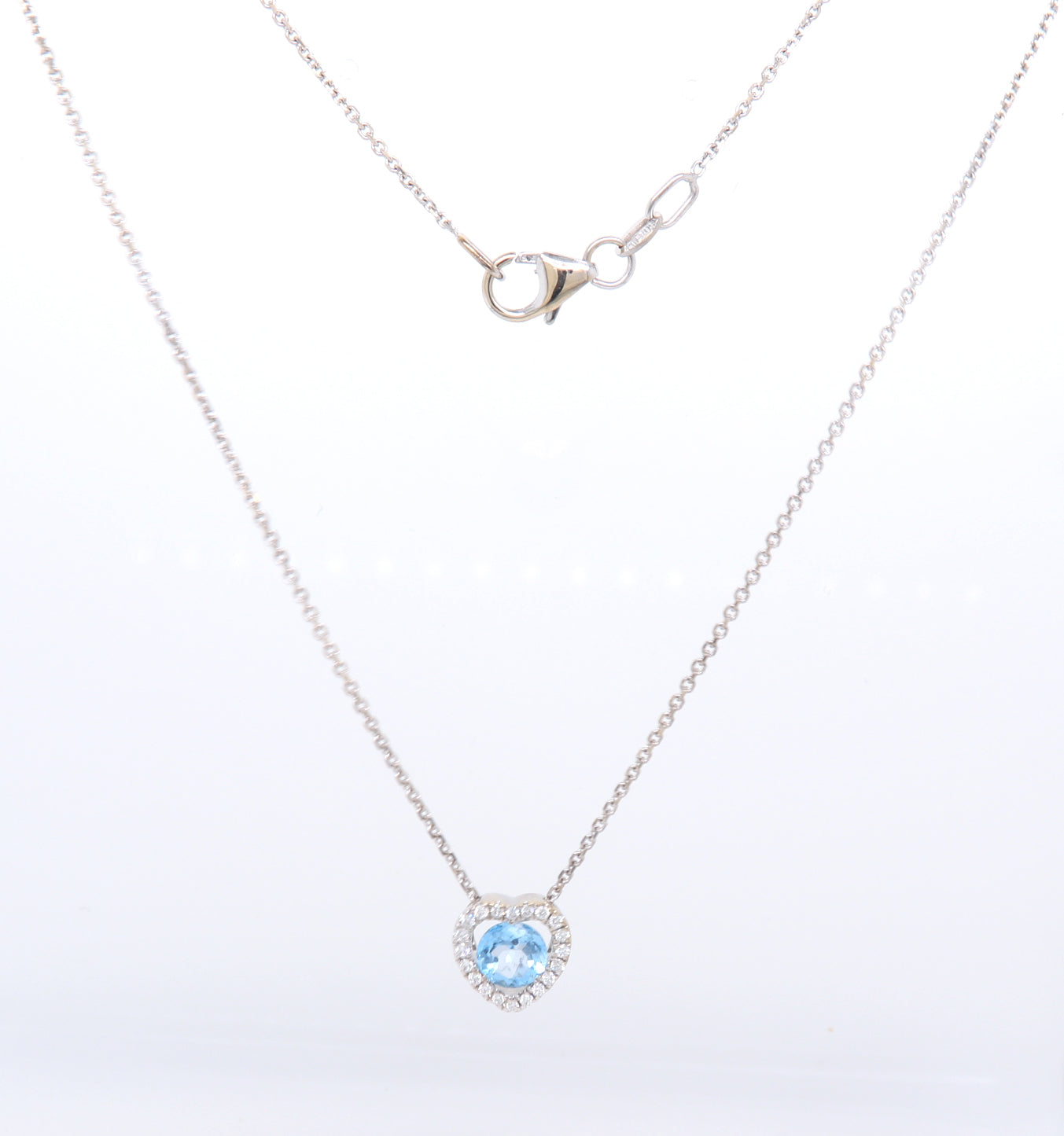 Gorgeous White Gold Blue Topaz and Diamond Pendant on Chain