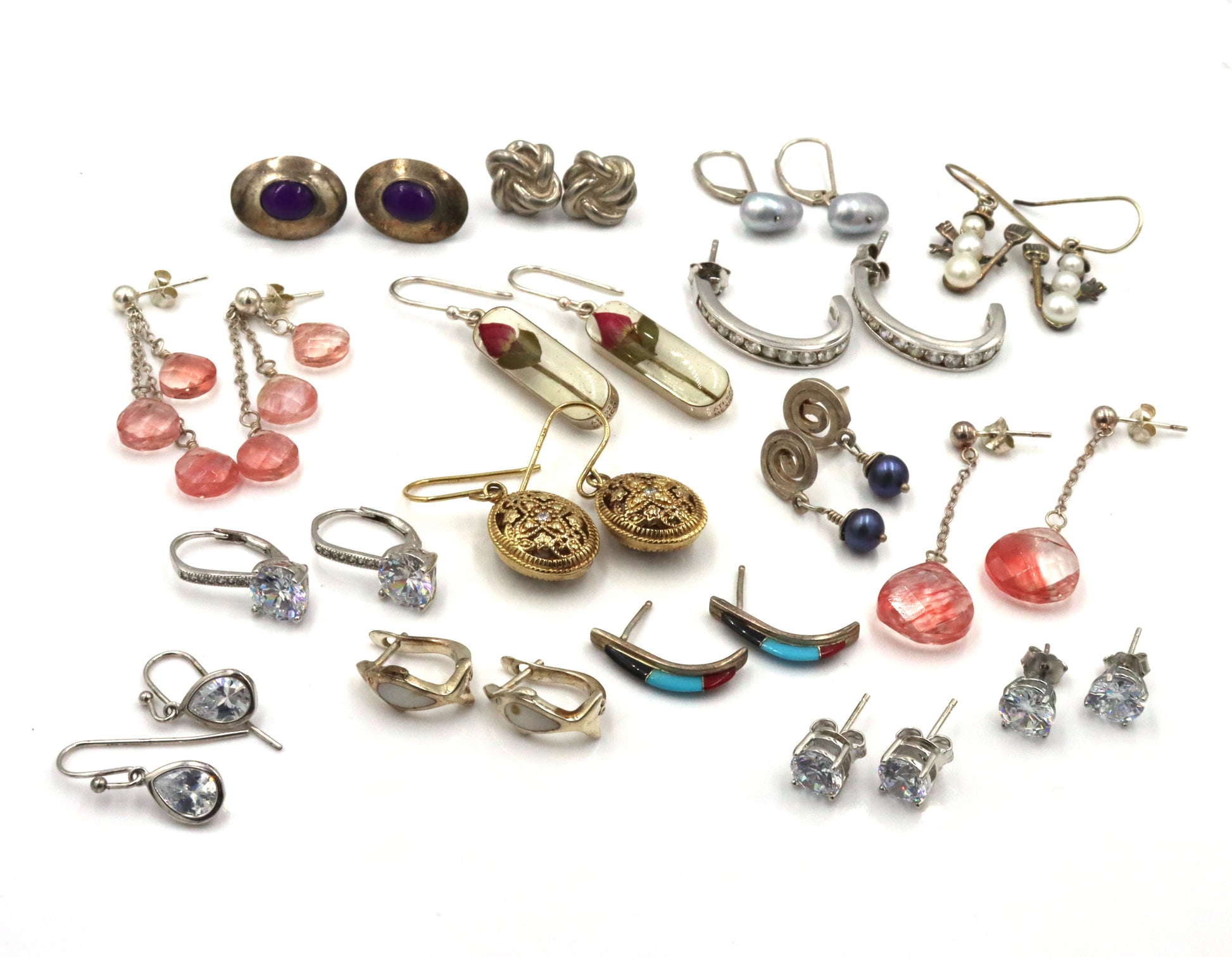 Group lot of Vintage 925 sterling silver earrings