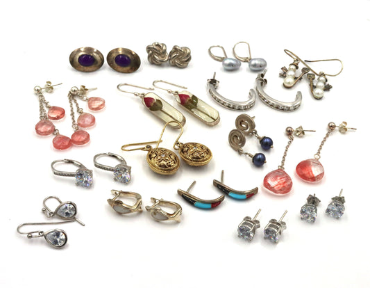 Group lot of Vintage 925 sterling silver earrings