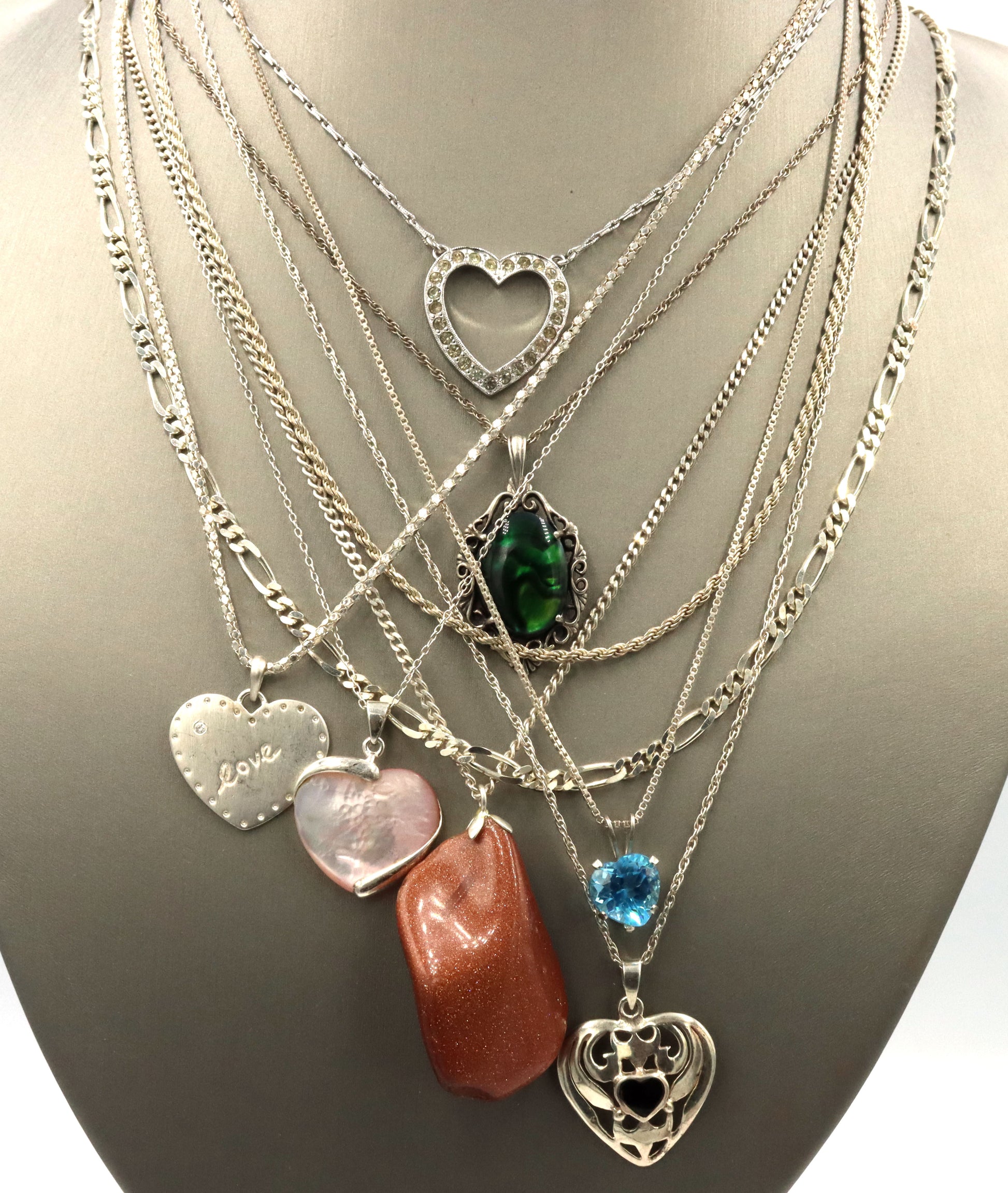Vintage 925 sterling silver lot of 9 necklaces