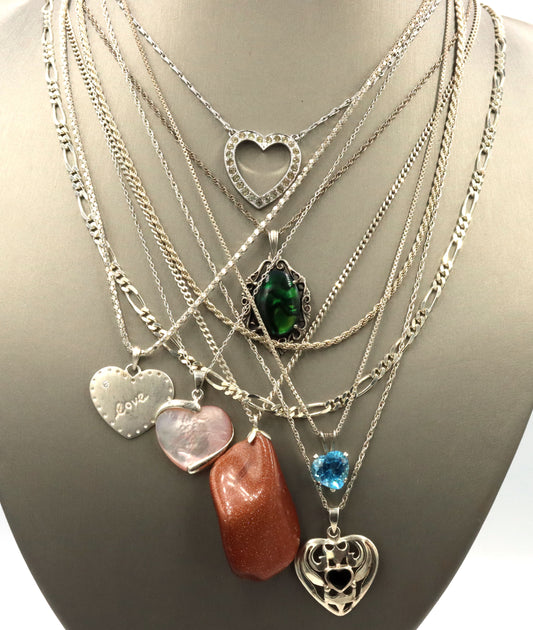 Vintage 925 sterling silver lot of 9 necklaces