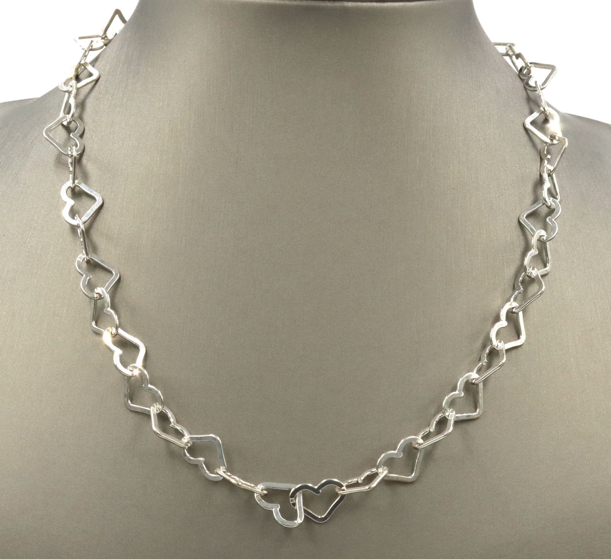 925 Sterling silver heart shaped link chain necklace