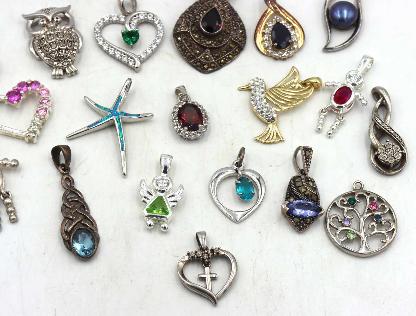 Group lot of vintage 925 sterling silver pendants
