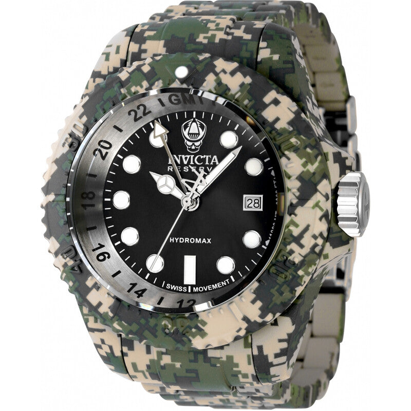 Invicta Reserve GMT Dive Watch with Black Dial and Aqua Two-Tone Bracelet