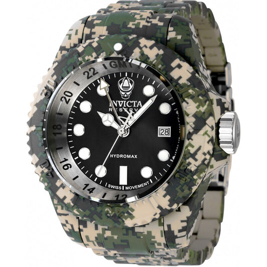 Invicta Reserve GMT Dive Watch with Black Dial and Aqua Two-Tone Bracelet