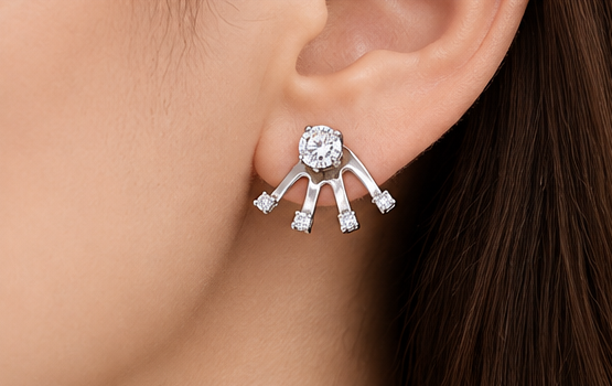 Edgy 14kt WG "Spike" Diamond Earring Jackets