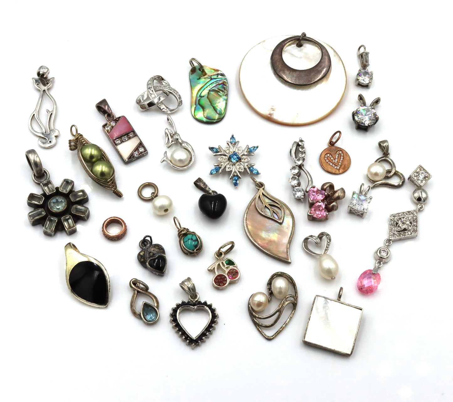 Group lot of vintage 925 sterling silver pendants
